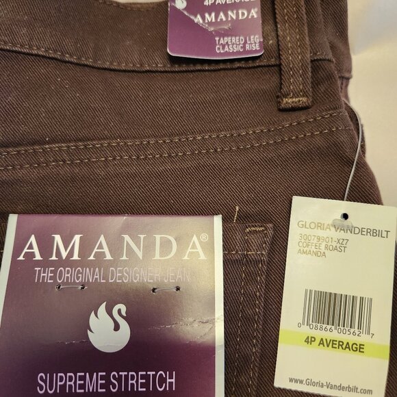Gloria Vanderbelt Amanda Classic High Rise Tapered Strech Jeans Coffee 4P - Picture 2 of 6